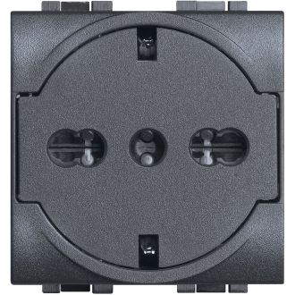 LIVINGLIGHT. Розетка 2К+З 16А 250В, немецкого/итальянского стандартов,с плоской лицевой панелью. Цвет Антрацит (комплект 10 шт.)