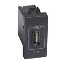 Livinglight. Розетка USB для зарядки мобильных устройств 1,1А 230/5В. 1 модуль. Цвет Антрацит