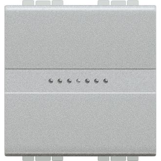 Livinglight. Переключатель аксиальный одноклавишный 10А 250В. Автоматические клеммы. 2 модуля. Цвет Алюминий (комплект 10 шт.)