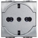LIVINGLIGHT. Розетка 2К+З 16А 250В, немецкого/итальянского стандартов,с плоской лицевой панелью. Цвет Алюминий (комплект 10 шт.)