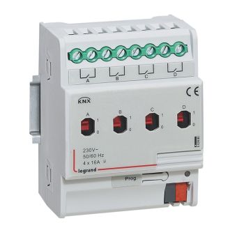 KNX. Релейный активатор 4-канальный 16А. DIN 4 модуля.