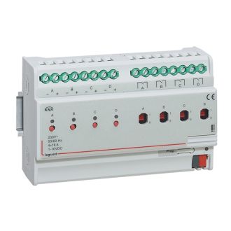 KNX. Контроллер освещения 4 канала 1-10В/4 канала реле 16А. DIN 8 модулей.