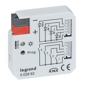 KNX. Интерфейс сухих контактов 4-канальный.Для установки в монтажную коробку.