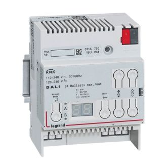 KNX контроллер DALI 64 балласта/8 групп. DIN 6 модулей
