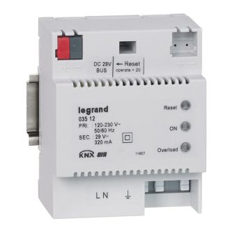 KNX. Системный блок питания 320мА. DIN 4 модуля.