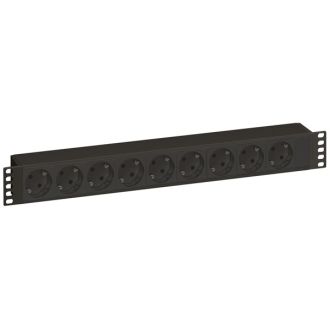 Блок розеток формата 19'' - 230 В~ - 9х - Schuko - черный - LCS²