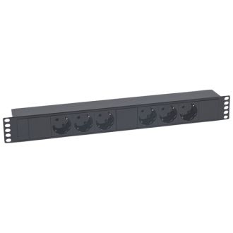 Блок розеток формата 19'' - 230 В~ - 6х - Schuko - черный - LCS²
