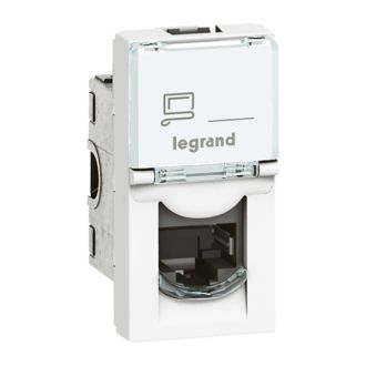 Розетка RJ 45 - Программа Mosaic - категория 6a - STP - 1 модуль - белый из антибактериального материала 