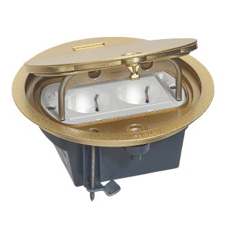 Напольная коробка круглая IP 66 c откидной крышкой 4 модуля латунь