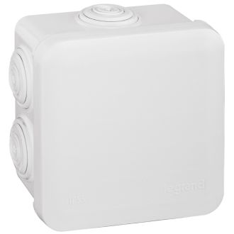 Коробка - Программа Plexo - IP 55 - IK 07 - квадратная - 80х80х45 мм - 7 кабельных вводов-белая (комплект 5 шт.)