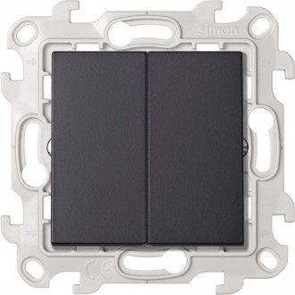 Двухклавишный кнопочный выключатель 10A 250В~, цвет графит, Simon 24 Harmonie