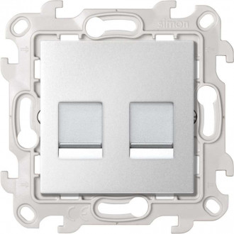 Розетка информационная 2xRJ45 Cat.6 UTP, цвет алюминий, Simon 24 Harmonie