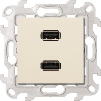 Розетка 2xUSB 2.0 информационная, цвет слоновая кость, Simon 24 Harmonie 