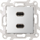 Розетка 2xUSB 2.0 информационная, цвет алюминий, Simon 24 Harmonie 