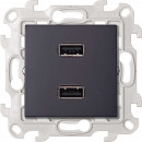 Розетка 2xUSB 2.0 информационная, цвет графит, Simon 24 Harmonie 