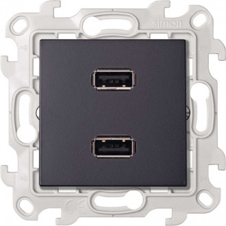 Розетка 2xUSB 2.0 информационная, цвет графит, Simon 24 Harmonie 