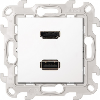 Розетка HDMI v1.4 + USB 2.0 информационная, цвет белый, Simon 24 Harmonie 