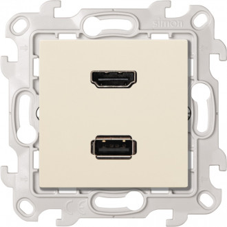 Розетка HDMI v1.4 + USB 2.0 информационная, цвет слоновая кость, Simon 24 Harmonie 