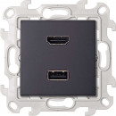 Розетка HDMI v1.4 + USB 2.0 информационная, цвет графит, Simon 24 Harmonie 