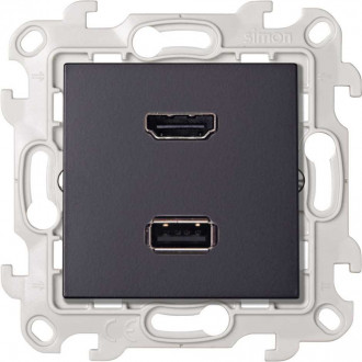 Розетка HDMI v1.4 + USB 2.0 информационная, цвет графит, Simon 24 Harmonie 