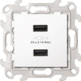 Зарядное устройство 2хUSB 5В 2.4A 230В~, цвет белый, Simon 24 Harmonie