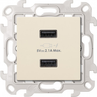 Зарядное устройство 2хUSB 5В 2.4A 230В~, цвет слоновая кость, Simon 24 Harmonie
