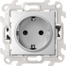 Розетка с заземлением и шторками Schuko 2Р+Е 16A 250В~ с системой монтажа Push&Go, цвет алюминий, Simon 24 Harmonie