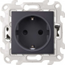Розетка с заземлением и шторками Schuko 2Р+Е 16A 250В~ с системой монтажа Push&Go, цвет графит, Simon 24 Harmonie