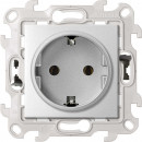 Розетка с заземлением Schuko 2Р+Е 16A 250В~ с системой монтажа Push&Go, цвет алюминий, Simon 24 Harmonie