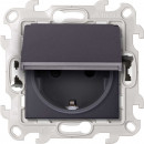 Розетка IP44 с крышкой, заземлением и шторками Schuko 2Р+Е 16A 250В~ с системой монтажа Push&Go, цвет графит, Simon 24 Harmonie