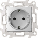 Розетка с заземлением и шторками Schuko 2Р+Е 16A 250В~, цвет алюминий, Simon 24 Harmonie