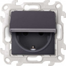 Розетка IP44 с крышкой, заземлением и шторками Schuko 2Р+Е 16A 250В~, цвет графит, Simon 24 Harmonie
