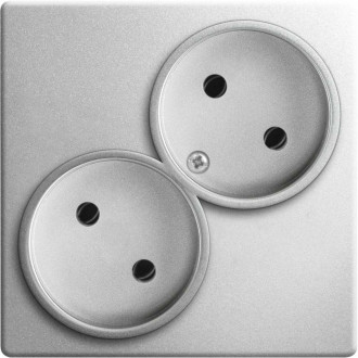 Розетка двойная без заземления 2x2Р 16A 250В~, цвет алюминий, Simon 24 Harmonie