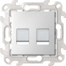 Розетка информационная 2xRJ45 Cat.5e UTP, цвет алюминий, Simon 24 Harmonie 