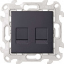Розетка информационная 2xRJ45 Cat.5e UTP, цвет графит, Simon 24 Harmonie 