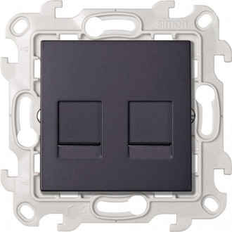 Розетка информационная 2xRJ45 Cat.5e UTP, цвет графит, Simon 24 Harmonie 