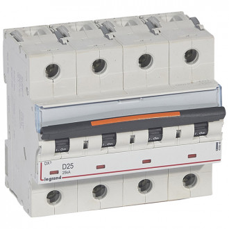 Автоматический выключатель DX3 - 25 кА 4П 25А тип D