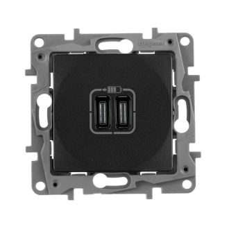 Зарядное устройство с двумя USB-разьемами тип C-тип С 3000мА цвет антрацит, Etika
