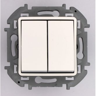 Переключатель двухклавишный - Legrand Inspiria - 10A 250В безвинтовые зажимы - белый