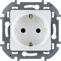 Legrand (IEK) Розетка с заземлением со шторками белый, Inspiria, 6737301