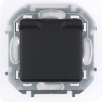 Розетка с заземлением, защитной крышкой со шторками антрацит IP44, Inspiria, Legrand (IEK) 6737431
