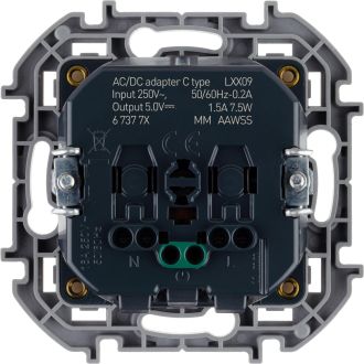 Комбинированная розетка 2К+З с зарядным устройством USB тип С, белый, Inspiria