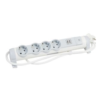 Удлинитель на 4 розеток + 2 USB кабель 1,5 м
