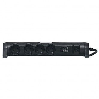 Удлинитель на 4 розеток + 2 USB черный кабель 1,5 м
