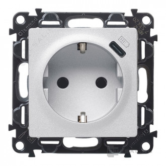 Розетка + USB алюминий, Valena Life