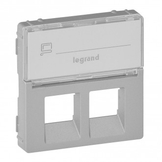 Лицевая панель - Valena Life - для розеток RJ 45 Кат. № 7 530 32/41/43/45/47/49 с держателем маркировки - алюминий