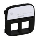 Лицевая панель - Valena Allure - для двойных розеток RJ 45 и RJ 11 Кат. № 7 530 32/39/41/43/45/47/49 с держателем маркировки - антрацит