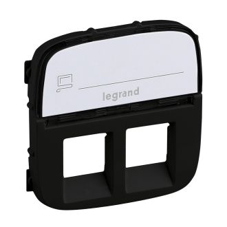 Лицевая панель - Valena Allure - для двойных розеток RJ 45 и RJ 11 Кат. № 7 530 32/39/41/43/45/47/49 с держателем маркировки - антрацит