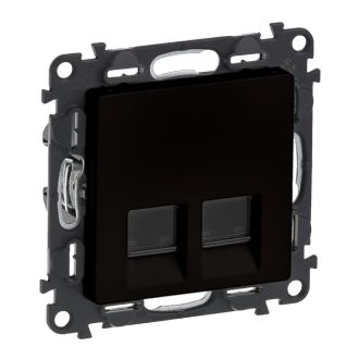  Информационная розетка двойная RJ45 Кат.5е UTP. С лицевой панелью. Антрацит. Valena Life