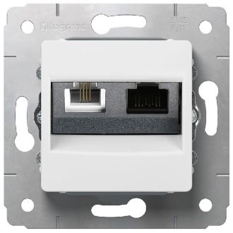 Розетка RJ-11 + RJ-45 белая, Cariva (комплект 10 шт.)